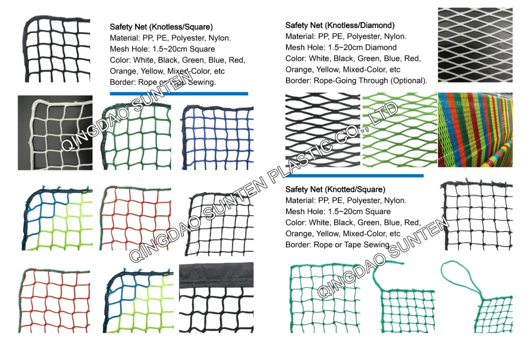 Nylon/PE/PP/Polyester/Plastic/Knotless/Knotted Scaffold/Scaffolding/Building Construction/Debris/Trailer Cargo/Sports/Playground/Anti Falling Safety Catch Net